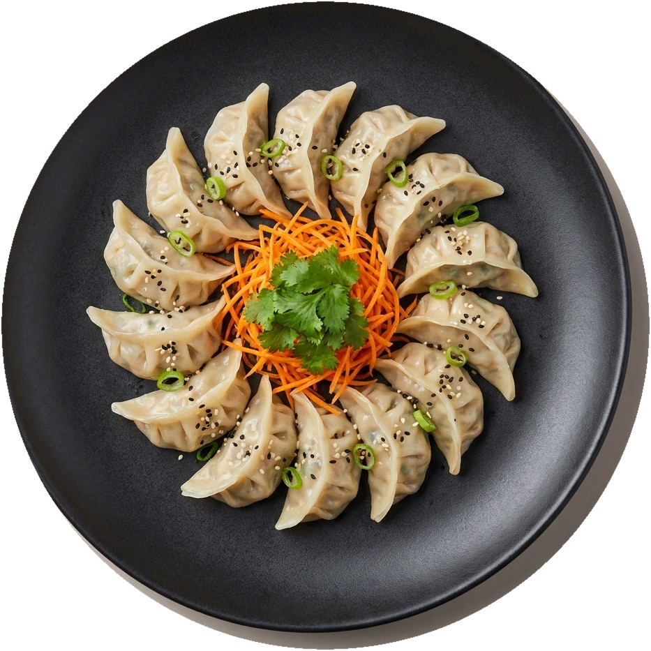 Pilz-Dumplings mit Karotte und Koriander